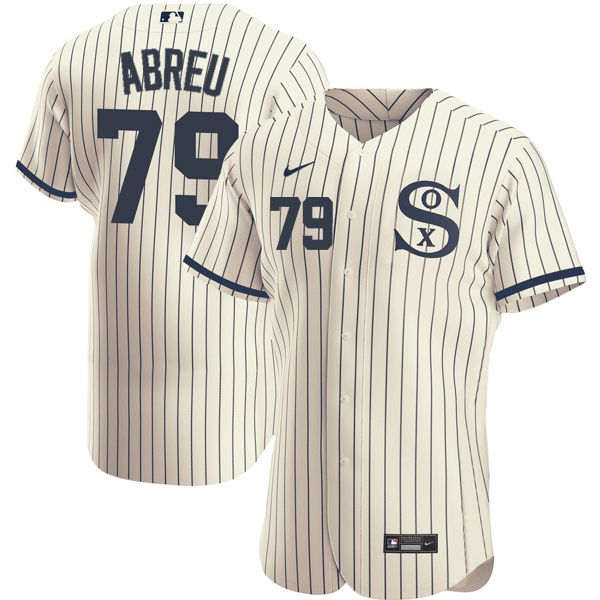 Men Chicago White Sox #79 Abreu Cream stripe Dream version Elite Nike 2021 MLB Jerseys